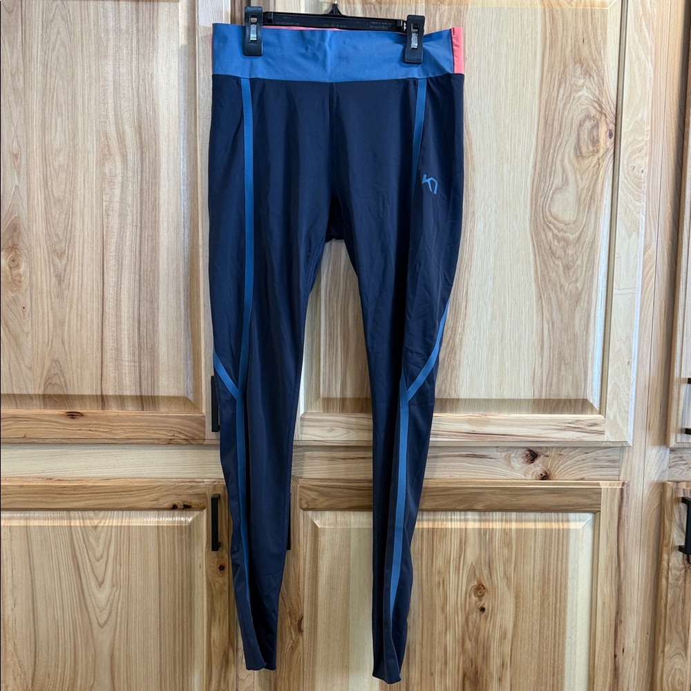 Kari Traa Sigrun Blue Pink Activewear Athletic Running Sporty Leggings Size M